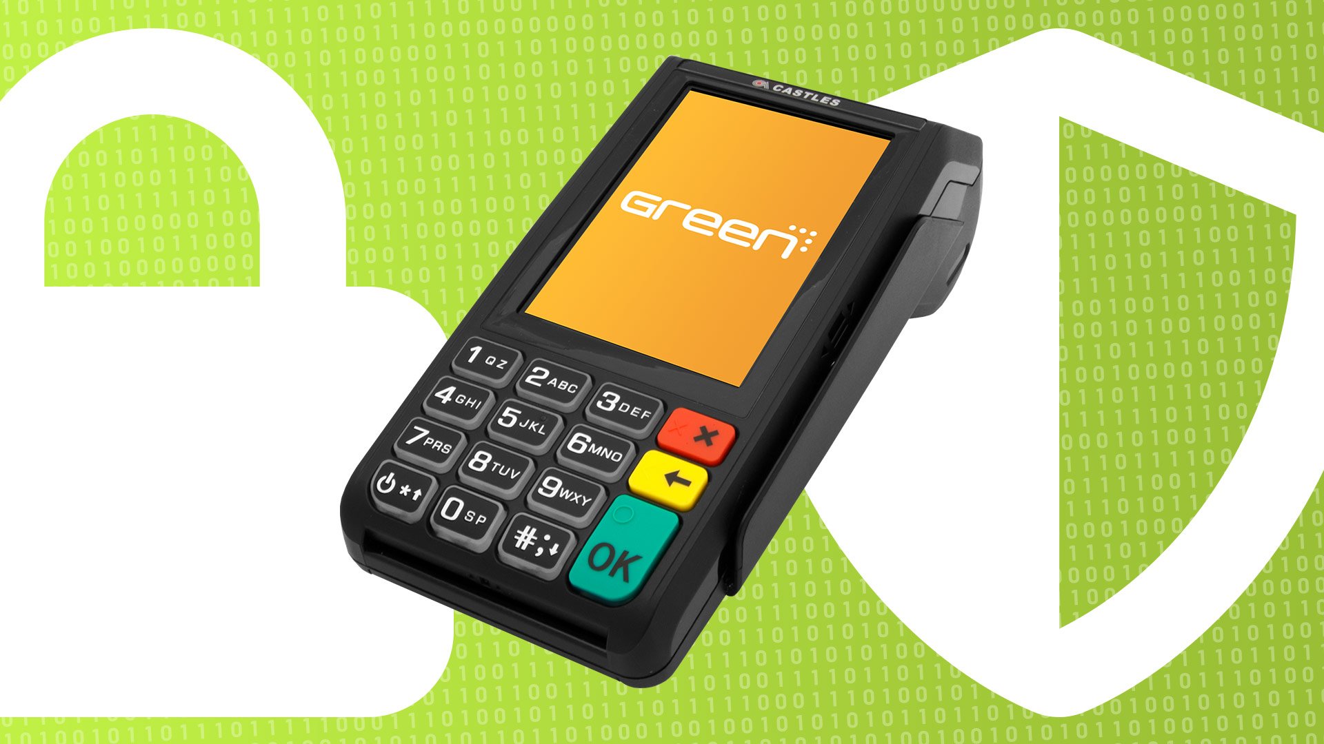 Bild på betalterminalen GreenPay Mobile 2000 som beskriver att det är viktigt att betalterminalen man väljer är godkänd.