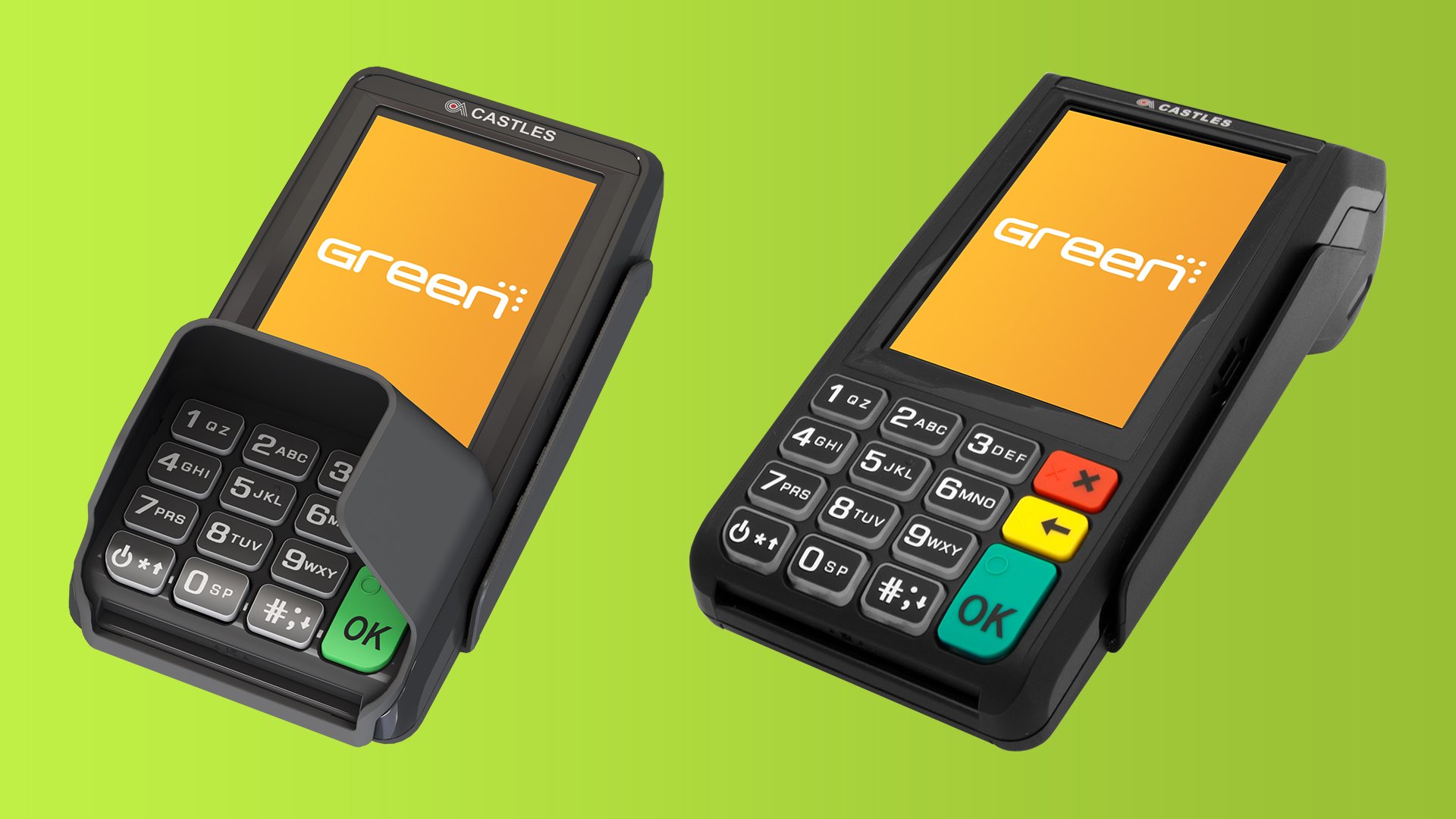 BIld på betalterminaler i GreenPay-familjen