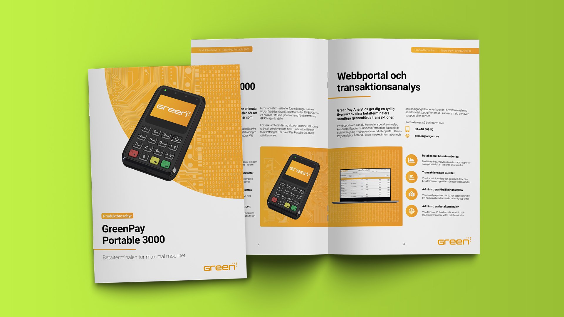 Bild på produktbroschyr för GreenPay Portable 3000