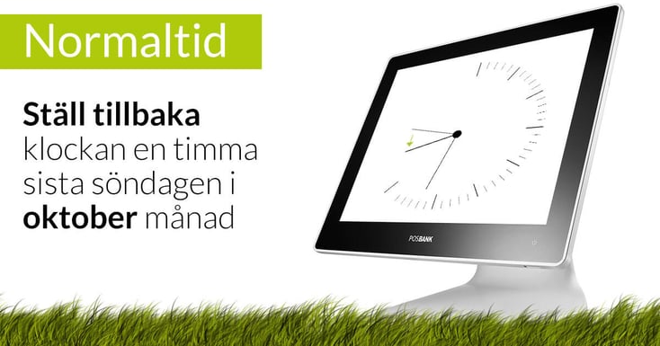 Vid normaltid (även kallat vintertid) ställer du tillbaka klockan en timma sista söndagen i oktober Vid normaltid (även kallat vintertid) ställer du tillbaka klockan en timma sista söndagen i oktober