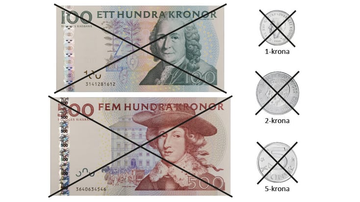 De ogiltiga sedlarna och mynten efter 30 juni 2017