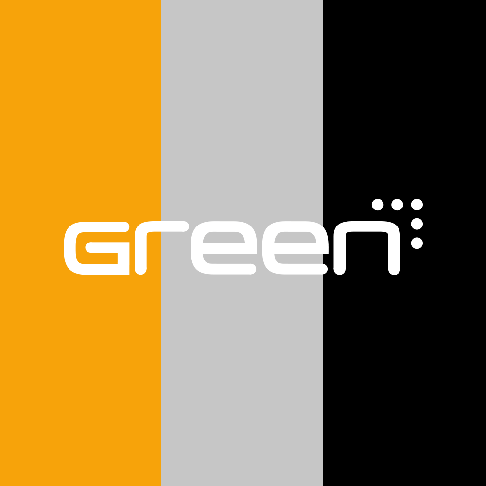 Negativ helvit logotyp för Green