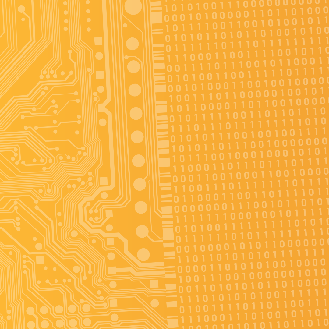 Tech Digital med 30 % opacitet på orange gradient