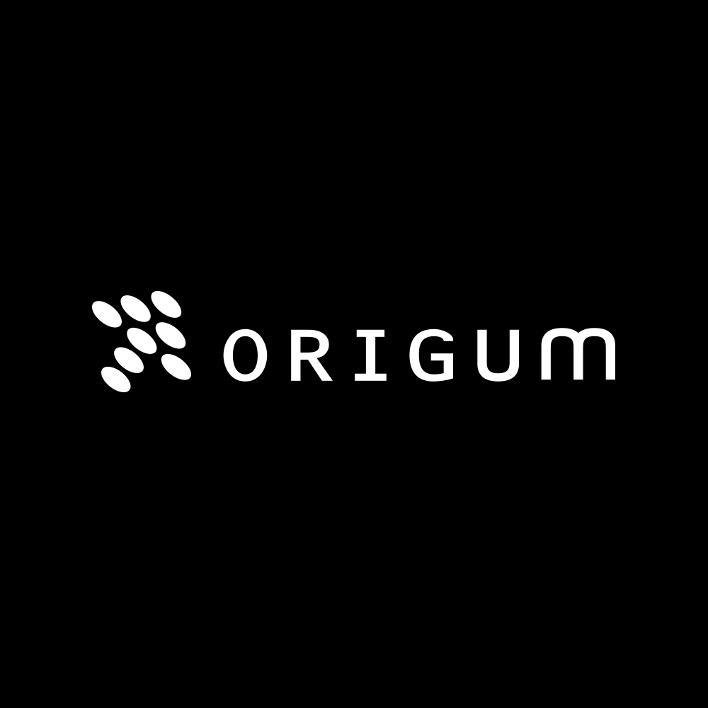 Negativ helvit logotyp för Origum Distribution