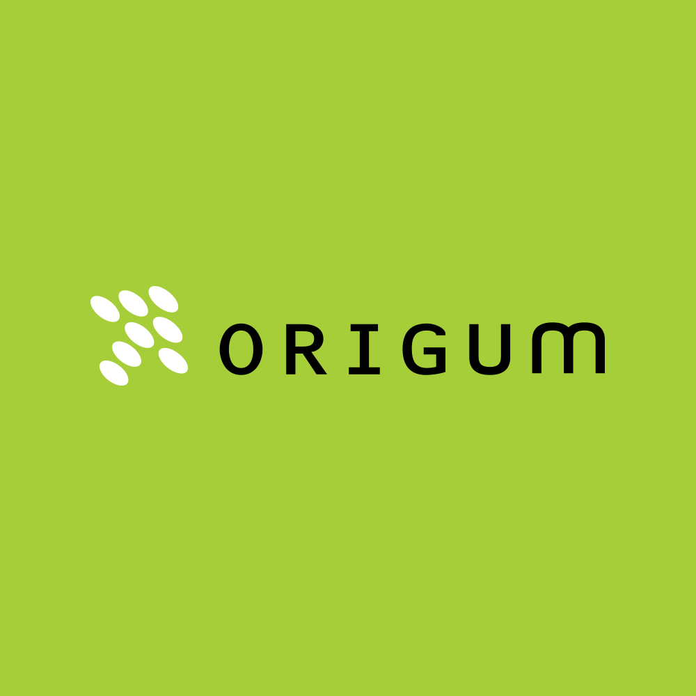 Positiv vit-svart logotyp för Origum Distribution