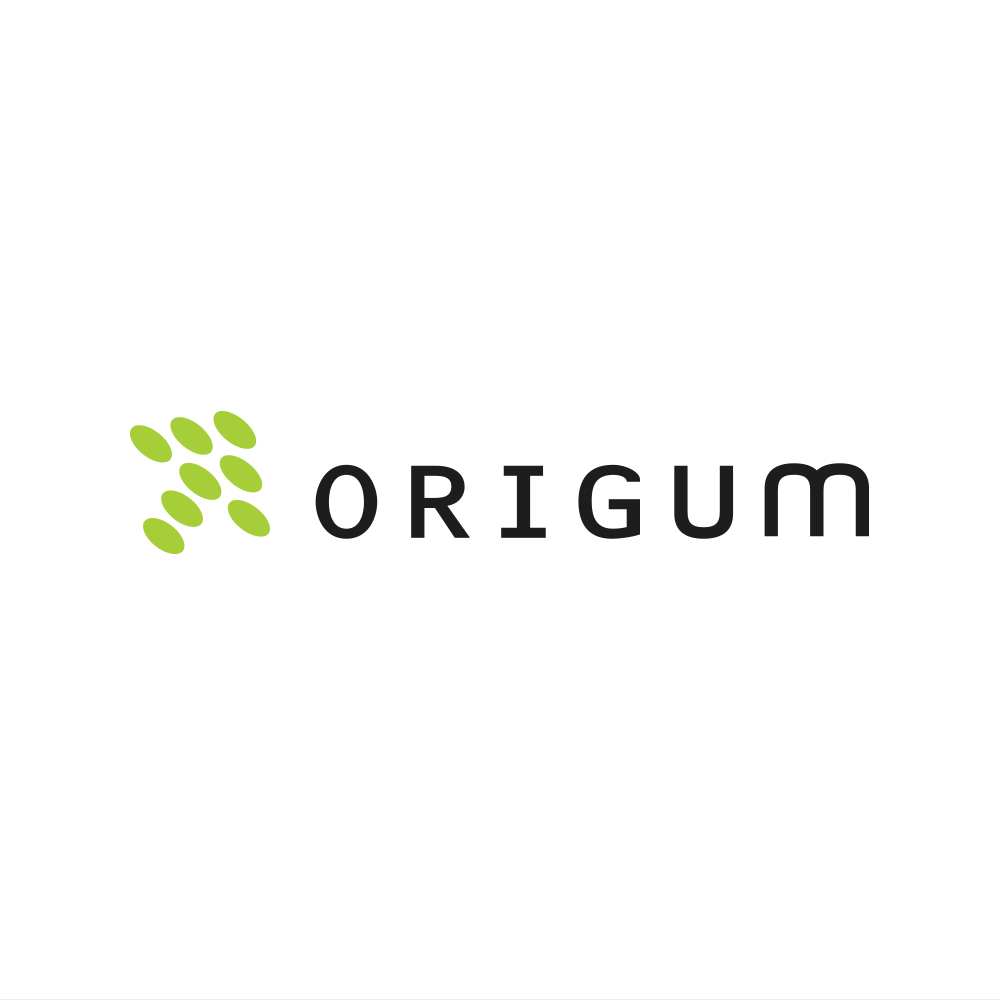 Primär positiv grön-svart logotyp för Origum Distribution