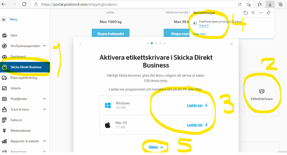 Installation av DT4x i Skicka Direkt Business
