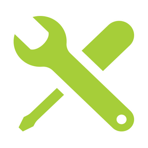 Bild på ikon föreställande verktyg vid serviceåtgärder