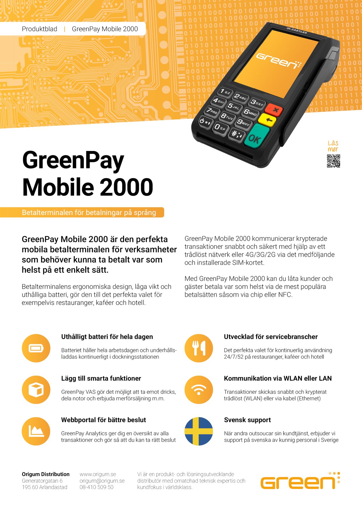 Produktblad för GreenPay Mobile 2000