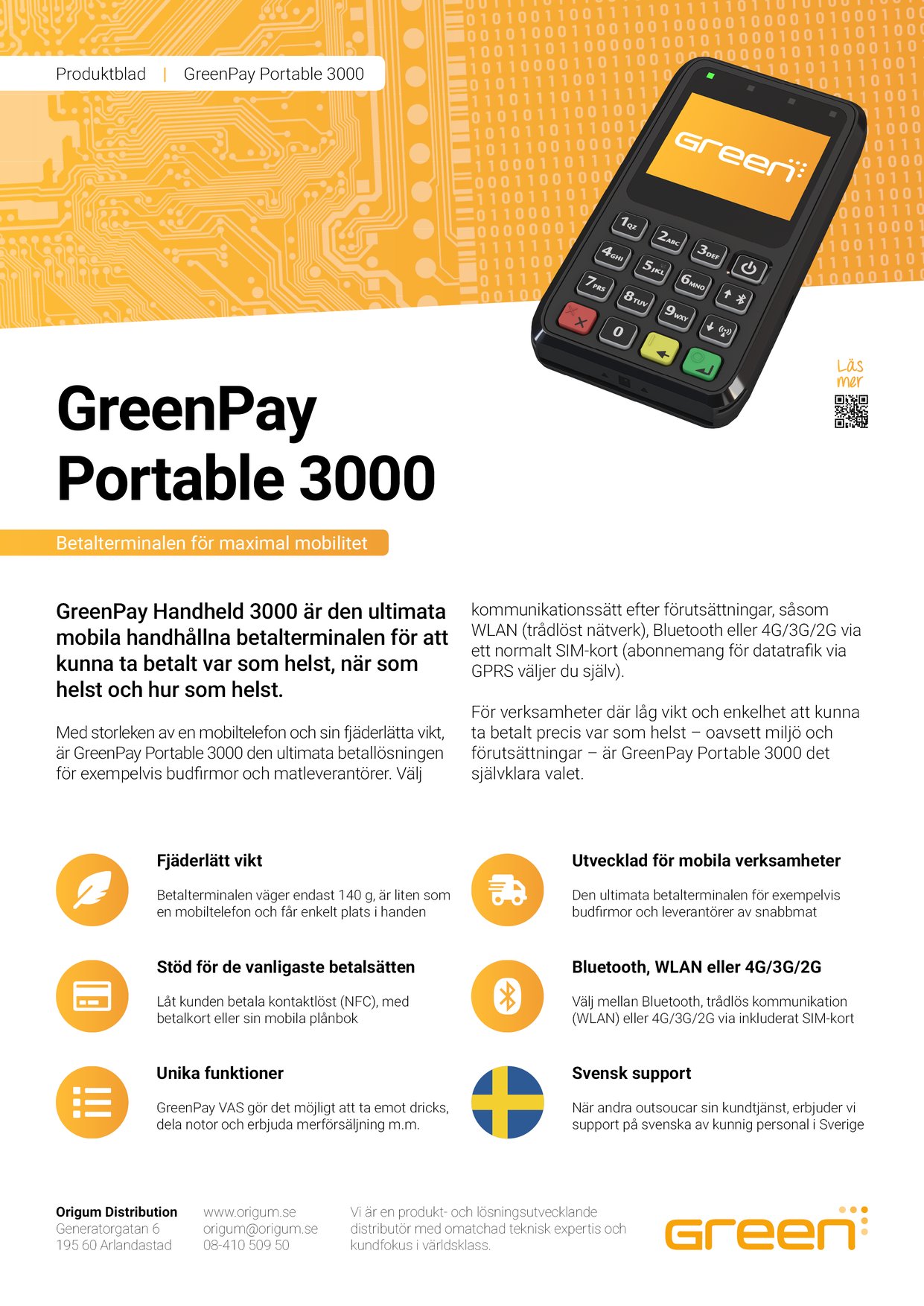 Produktblad för GreenPay Portable 3000