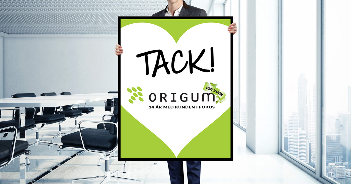 Origum  Distribution firar 14 år